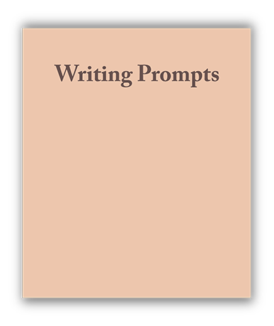 This is a beige rectangle 
			containing the words Writing Prompts in a brown, serif font.
			
			Once clicked on, it'll show the writing prompts image within a lightbox window.
			
			This image showcases a long,
			tan, rectangular strip with four folds in it in order to split the strip into five sections. In each 
			section, there's a writing prompt with a singular word on it. From left to right, the writing 
			prompts read as follows: Writing Prompt 1 Seasons, Writing Prompt 2 Decades, Writing Prompt 3 
			Equality, Writing Prompt 4 Choices, and Writing Prompt 5 Judgement. The actual prompts are in a brown
			color and a cursive font, while the text above each prompt is in a brown color and a serif font.